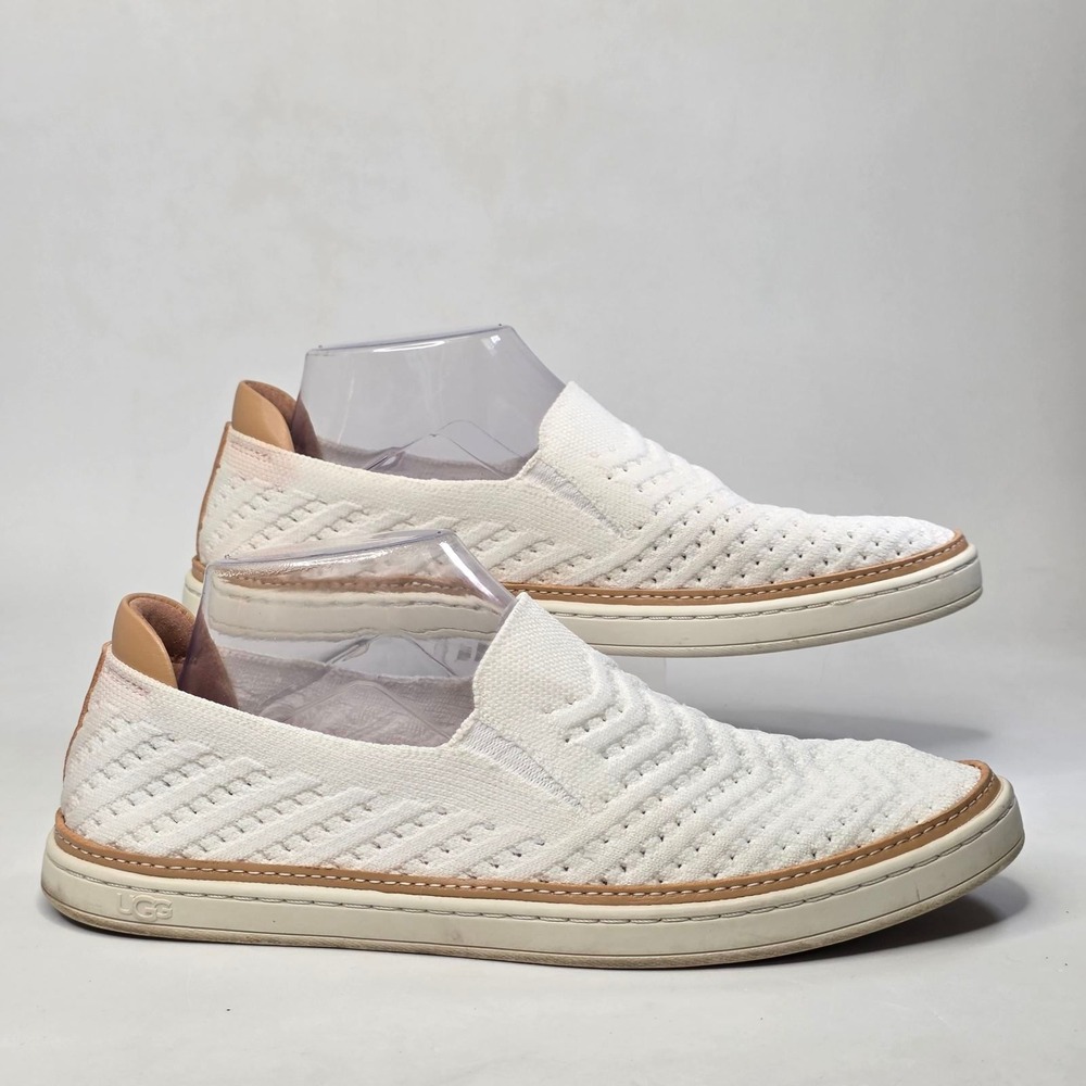 UGG Sammy Chevron Sneakers Women's 9 White Knit Slip-On Casual Breathable Shoes